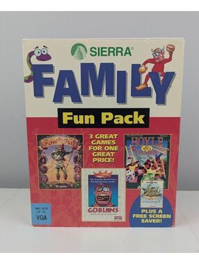 1992 Sierra Family Fun Pack PC DOS CIB 3.5 Floppy Gobliiins Robin Hood Hoyle
